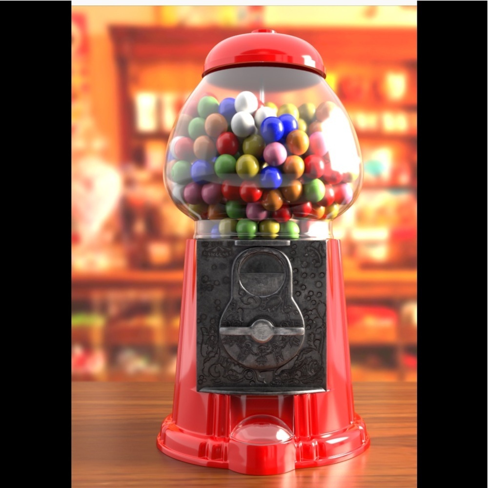 Rare 1985 Red Carousel Gum Ball Machine New